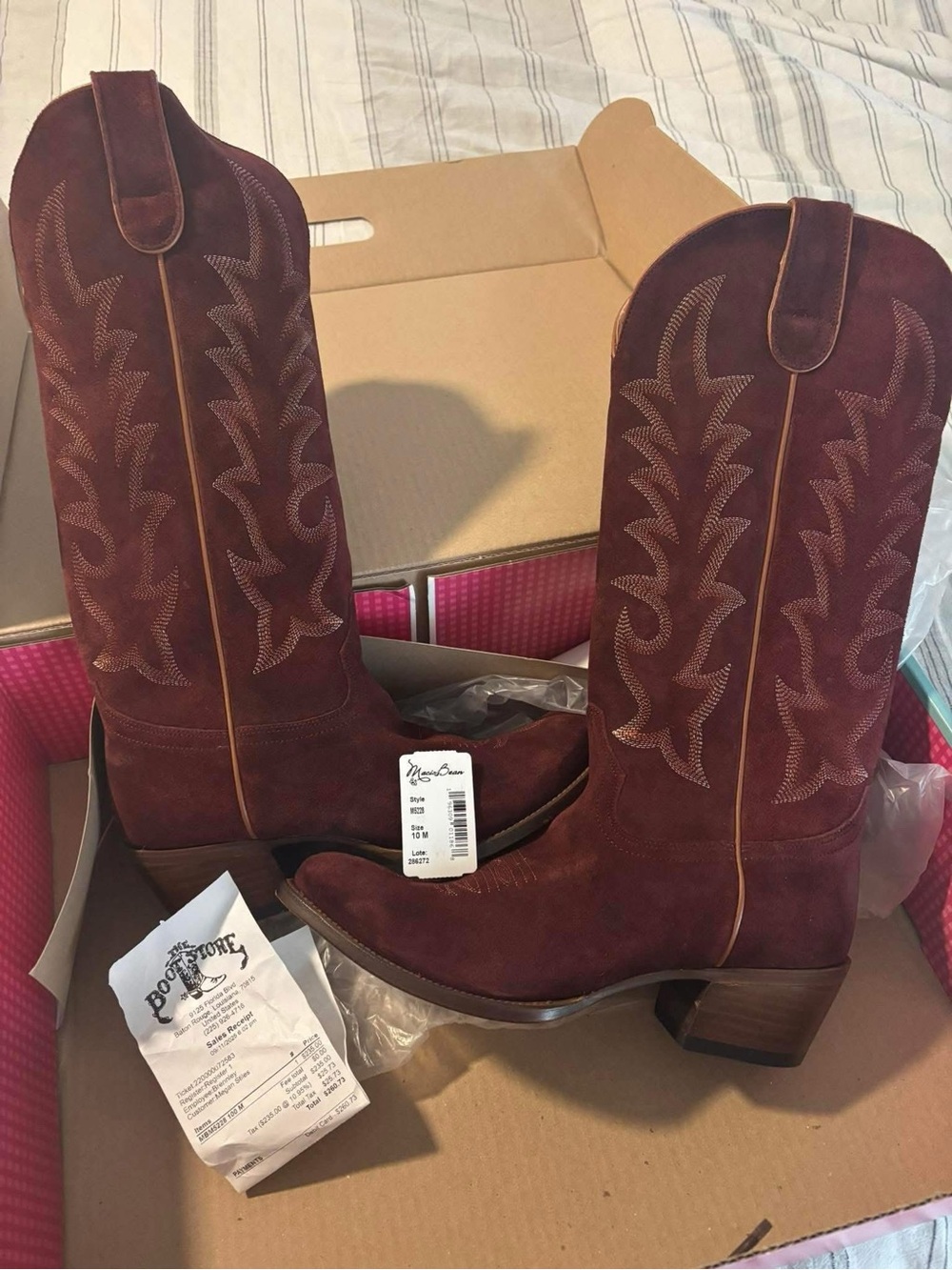 Macie Bean Burgundy Suede Western Heeled Boots